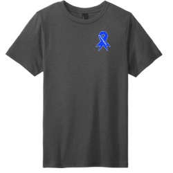 Sanmar Dm130 ; Charcoal T Shirt  Left Chest; Royal ALS Ribbion With #TabStrong in White Full Back; In Loving Memory of Tabitha Clary 1988-2023 