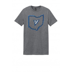 Graphite Heather Tshirt with State of ohio outline with voltage 'v'